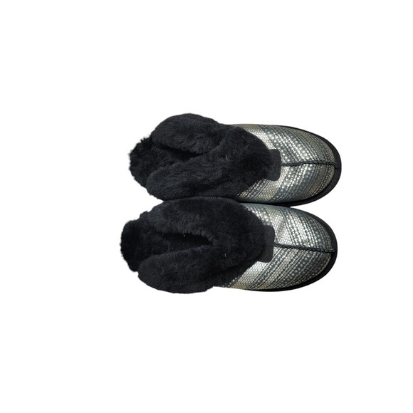 Ugg Australia Coquette Black Snow Leopard Slip-ons Slippers Shiny Hard Bottom - Picture 2 of 5